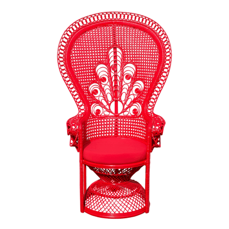 เก้าอี้หวายแท้ PISAMAI รุ่น PRINCESS CHAIR เก้าอี้นางงาม ขนาด 75*55*150 ซม. สีแดง_0